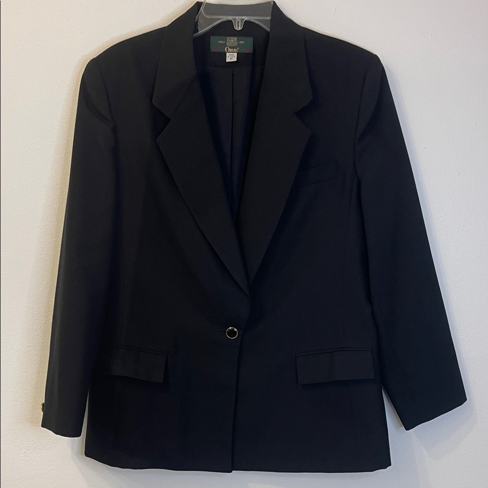 Orvis Lined Black Blazer with Pockets Size 12 PTP 21” EUC